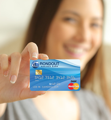 hand holding a rondout debit card